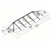 Teknisk ritning av en takkonstruktion med måttangivelser.