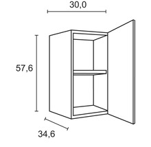 Bild av ett väggskåp med måtten 57,6 x 30,0 x 34,6 centimeter