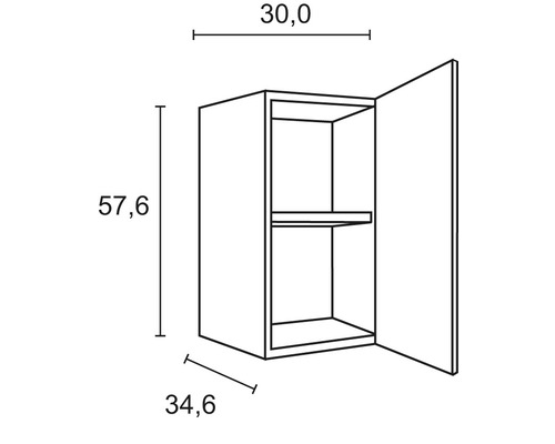 Bild av ett väggskåp med måtten 57,6 x 30,0 x 34,6 centimeter