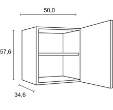 Teknisk ritning av ett väggskåp med dimensioner