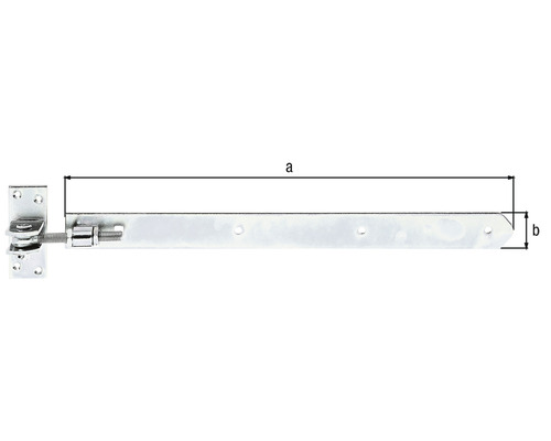 Justerbart grindbeslag med måtten a och b.