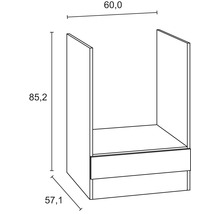 Skiss av ett underskåp med måtten 60,0 x 57,1 x 85,2 cm