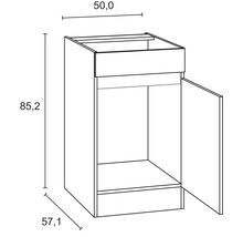 Bild på ett underskåp med dörr och mått