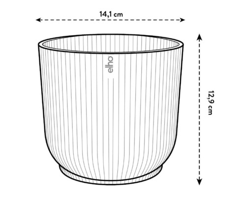 Elho blomkruka med måtten 14,1 cm bredd och 12,9 cm höjd