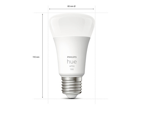 Philips Hue White 1100 LED-lampa med måtten 110 mm höjd och 60 mm diameter