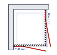 Duschhörn SCHULTE MasterClass ljus krom härdat klarglas 750x900 mm