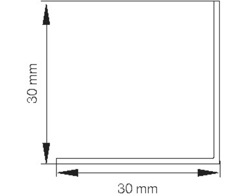 Teknisk ritning vinkelprofil med 30 mm benlängd