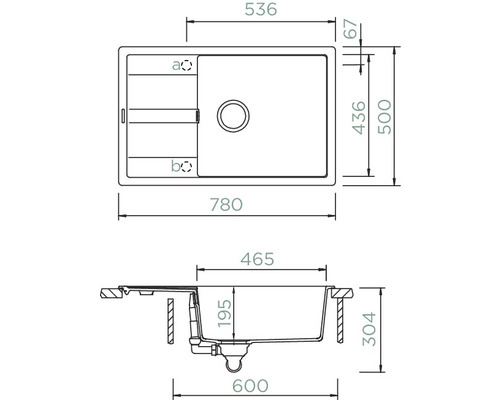 Skiss av diskho med mått