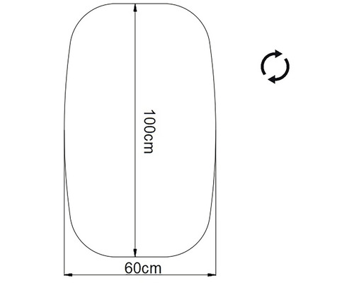 Skiss med måtten 100 cm höjd och 60 cm bredd