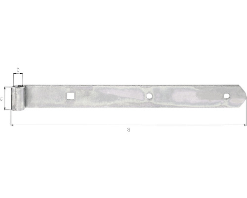 Bandstål med hål och måttangivelser