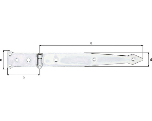 Bild av ett gångjärn med mått