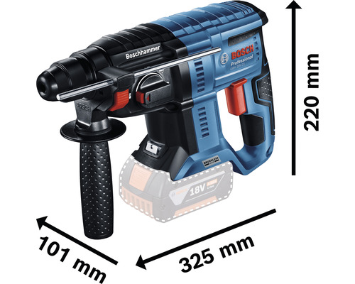 Boschhammare med måtten 220 mm höjd, 101 mm bredd och 325 mm längd