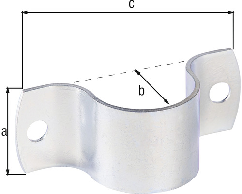 Bild av ett rörfäste med måtten a, b och c.