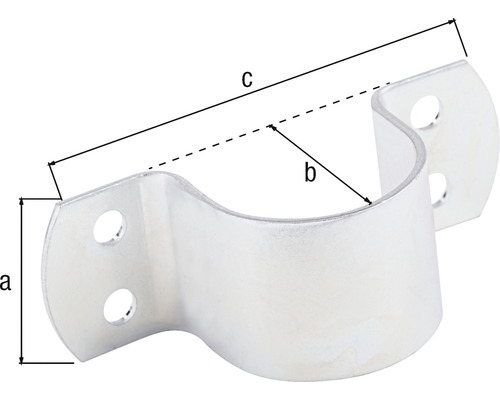 Bild av ett rörfäste med beteckningarna a, b och c för måtten