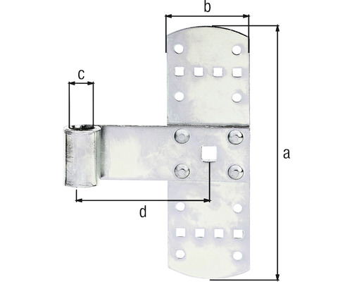 Teknisk ritning av ett dörrband med måttangivelser.