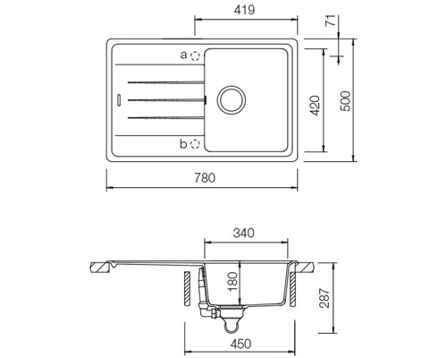 Ritning av diskho med mått