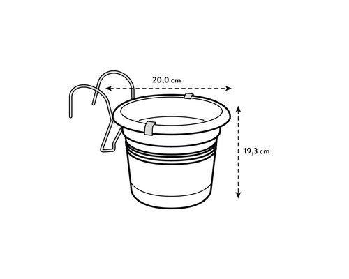 Balkonglåda med hållare, 20,0 cm bred och 19,3 cm hög
