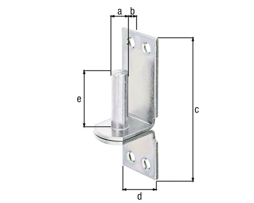 Metallvinkel med stift och måttangivelser