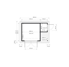 Trädgårdsskjul KONSTA Studio Set 2 med golv och extra förråd 5,85m² 290x202cm natur-thumb-22