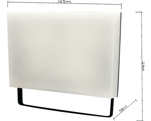 Vägglampa med rektangulär skärm och svart fäste