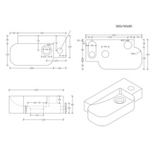 Teknisk ritning med mått på en komponent