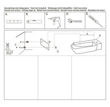 Monteringsanvisning för en sanitetsprodukt med verktygslista