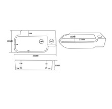 Teknisk ritning av ett tvättställ med måttangivelser