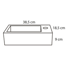 Ritning av ett tvättställ med mått.