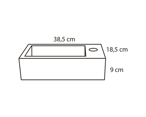 Ritning av ett tvättställ med mått.