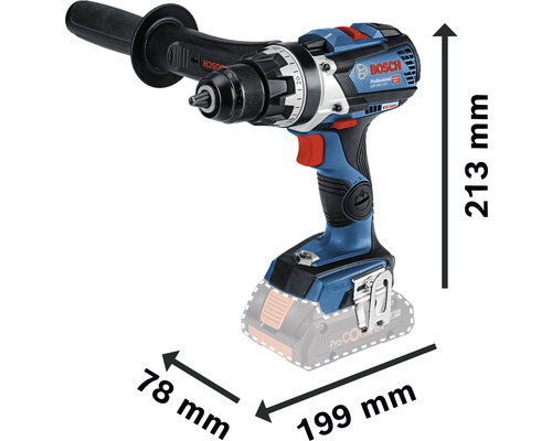 Bosch Professional sladdlös slagborrmaskin med måttangivelser