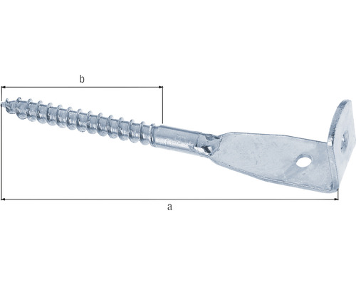 Vinkelbeslag med skruv och måttangivelser