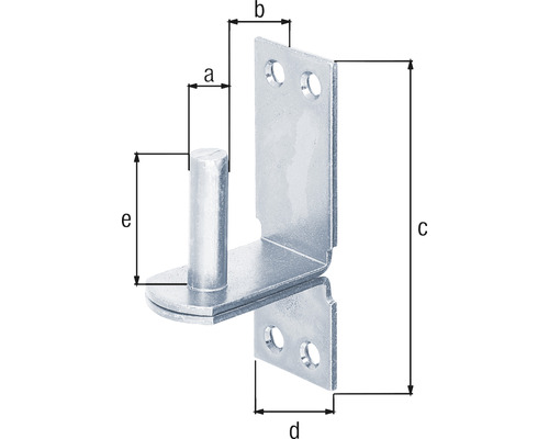 Metallvinkel med stift och måttangivelser