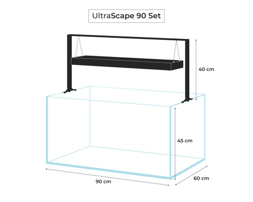 UltraScape 90 Set akvarium med belysning, mått 90x60x45 cm