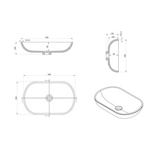 Ritning av en tvättställsskål med mått