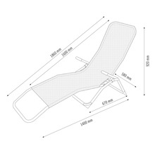 Ritning av en solstol med dimensioner