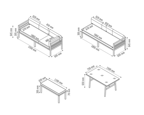 Mått på säng och bord
