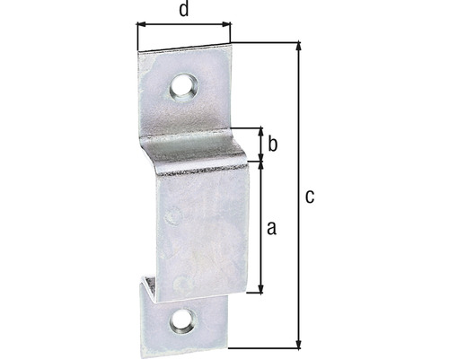 Metallvinkel med fästhål och måttangivelser