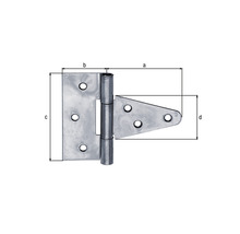 Illustration av ett T-gångjärn med dimensioner