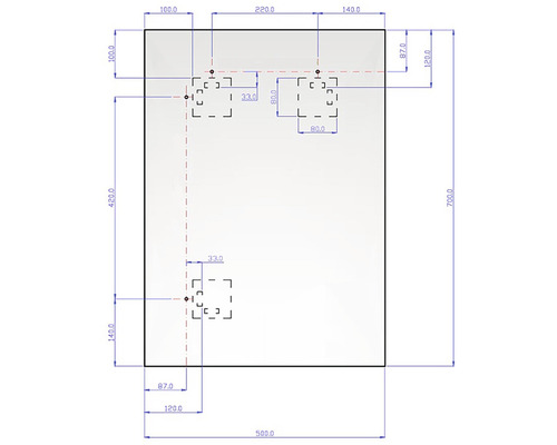 Teknisk ritning med mått för en produkt
