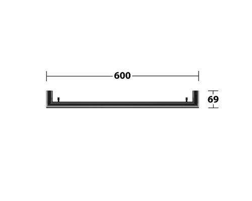 Handdukshängare med dimensioner: 600 och 69