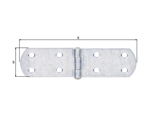 Galvaniserat gångjärn med storleksangivelser