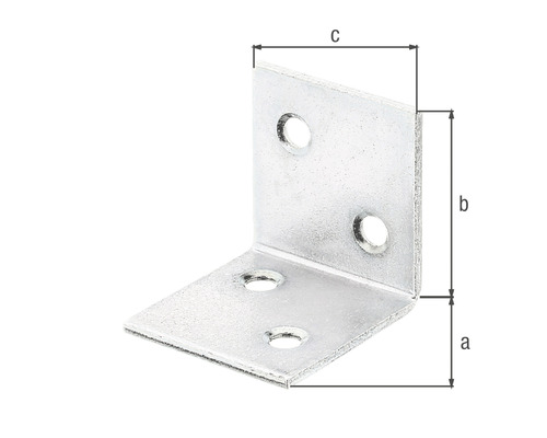 Vinkelbeslag med hål och måttangivelser