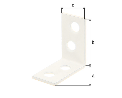 Vinkelbeslag med hål och måttangivelser
