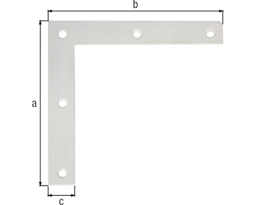 Vinkelbeslag med flera hål för fastsättning av komponenter.