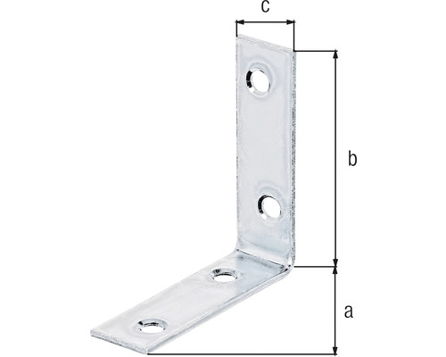 Vinkelbeslag med måtten a, b och c