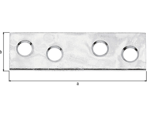 Metallkontakt med fyra hål och dimensioner