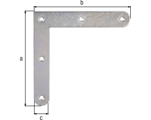 Vinkelbeslag med måtten a, b och c
