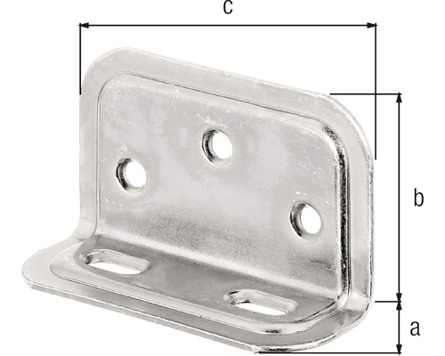 Vinkelbeslag av metall med mått