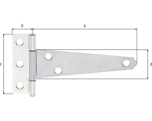 T-gångjärn med mått