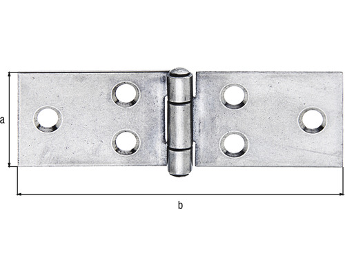 Gångjärn med skruvhål och måttangivelser